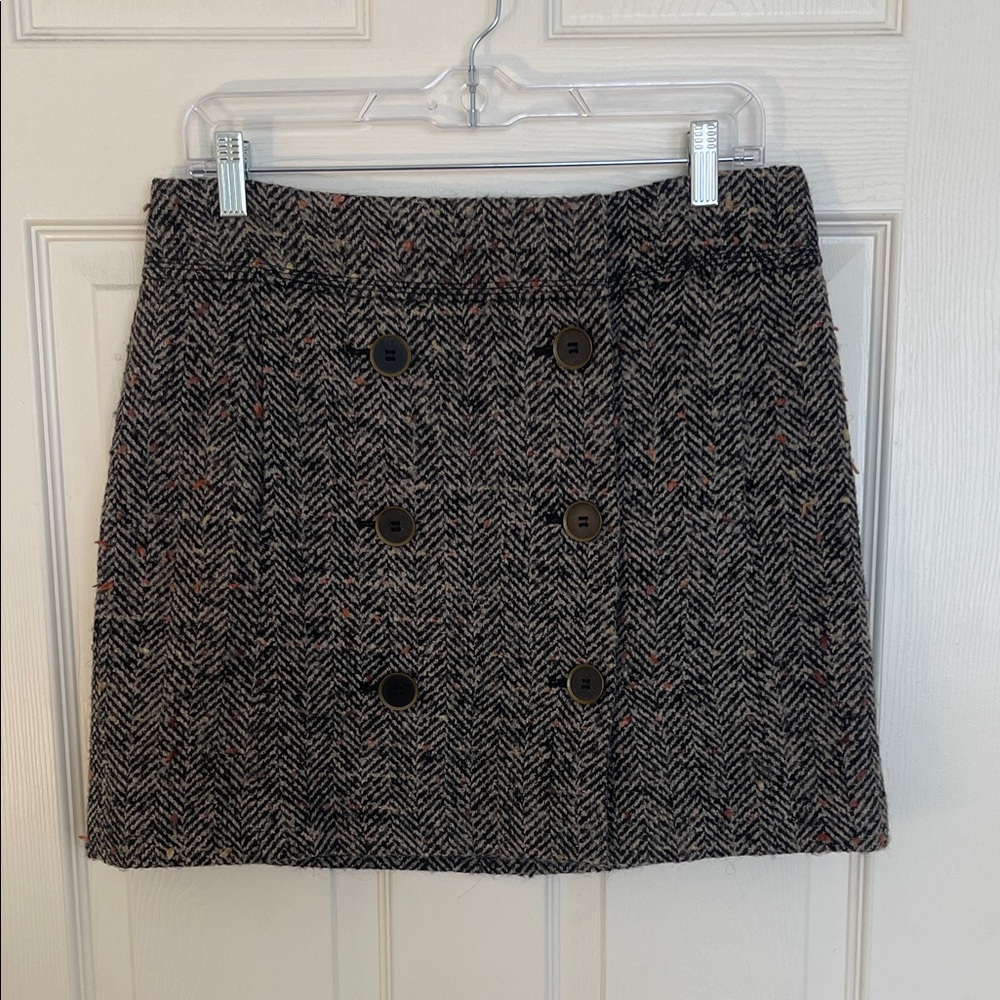 LOFT Wool Herringbone Mini Skirt